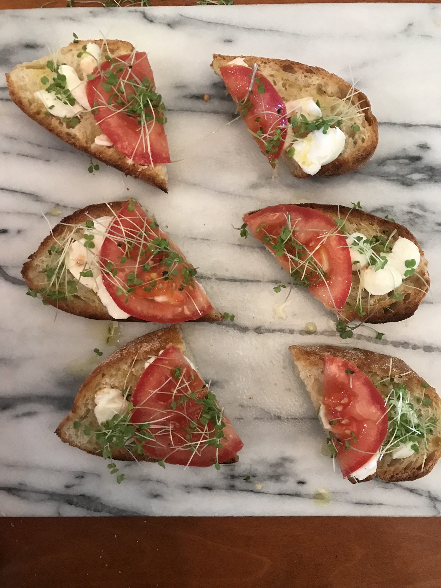 Arugula Microgreens Caprese Toast Appetizer