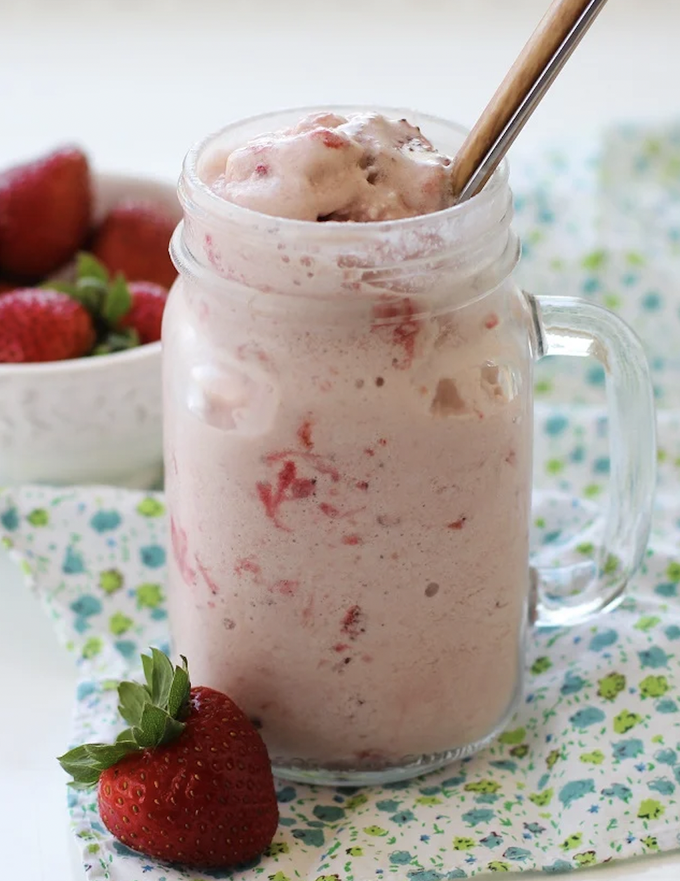 Baked Strawberries & Coconut Milk Smoothie