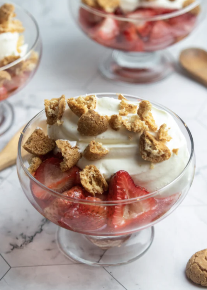 Baked Strawberries with Mascarpone Whipped Cream