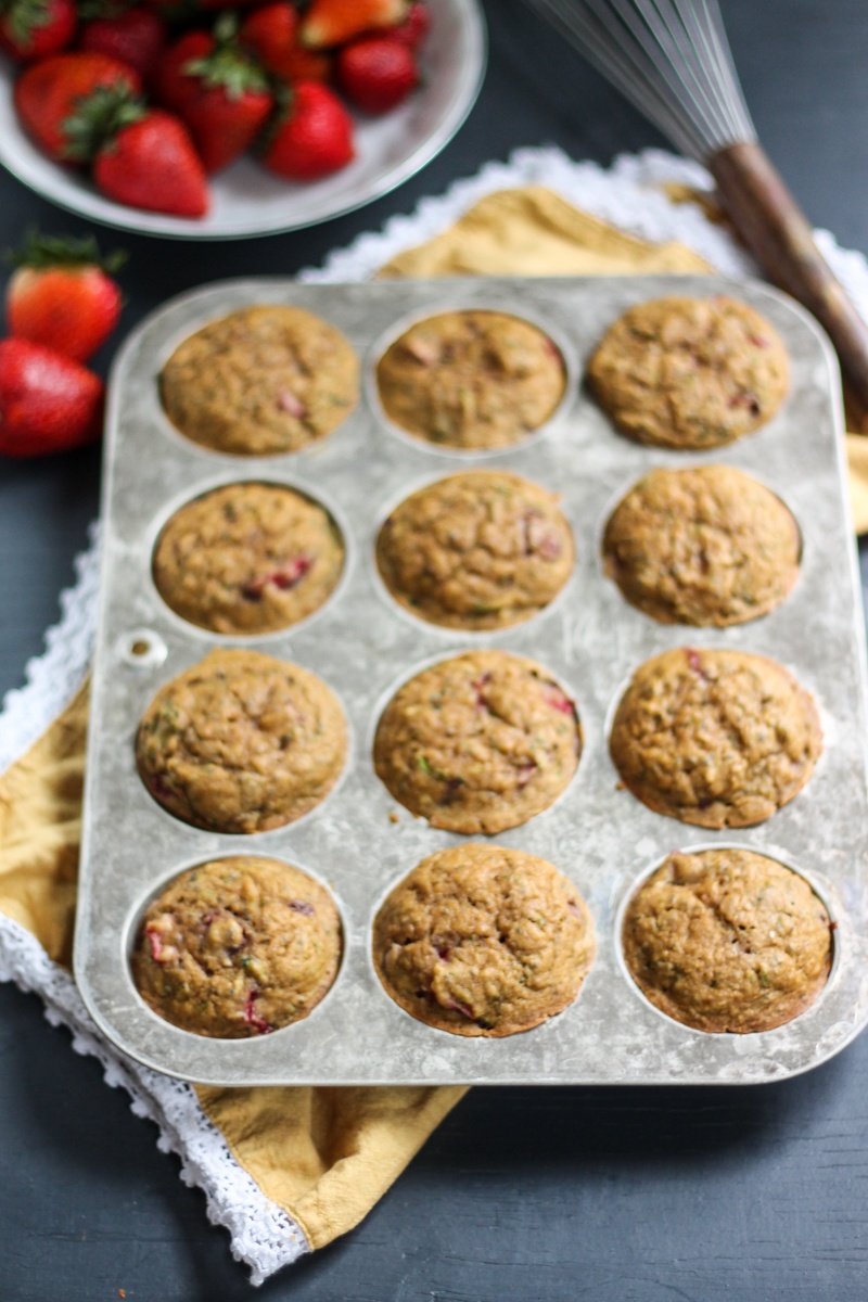 Chia, Lemon & Strawberry Zucchini Muffins