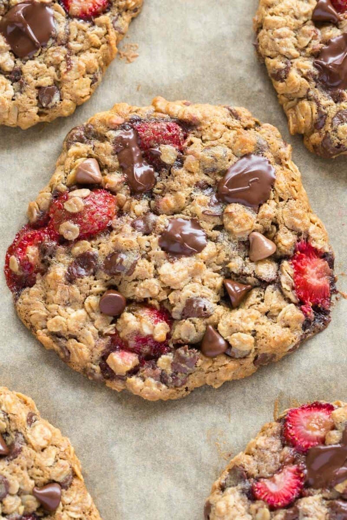 Healthy Baked Chocolate Chip & Strawberry Cookies