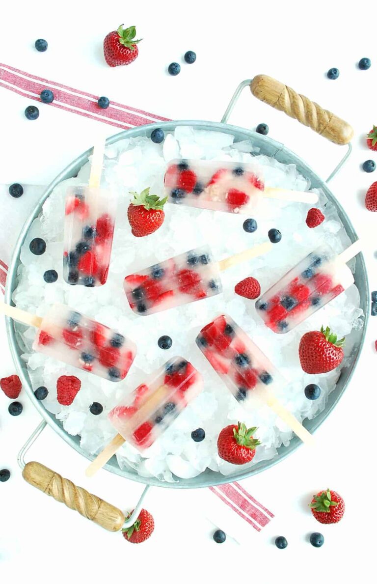 Red White and Blue coconut water pops