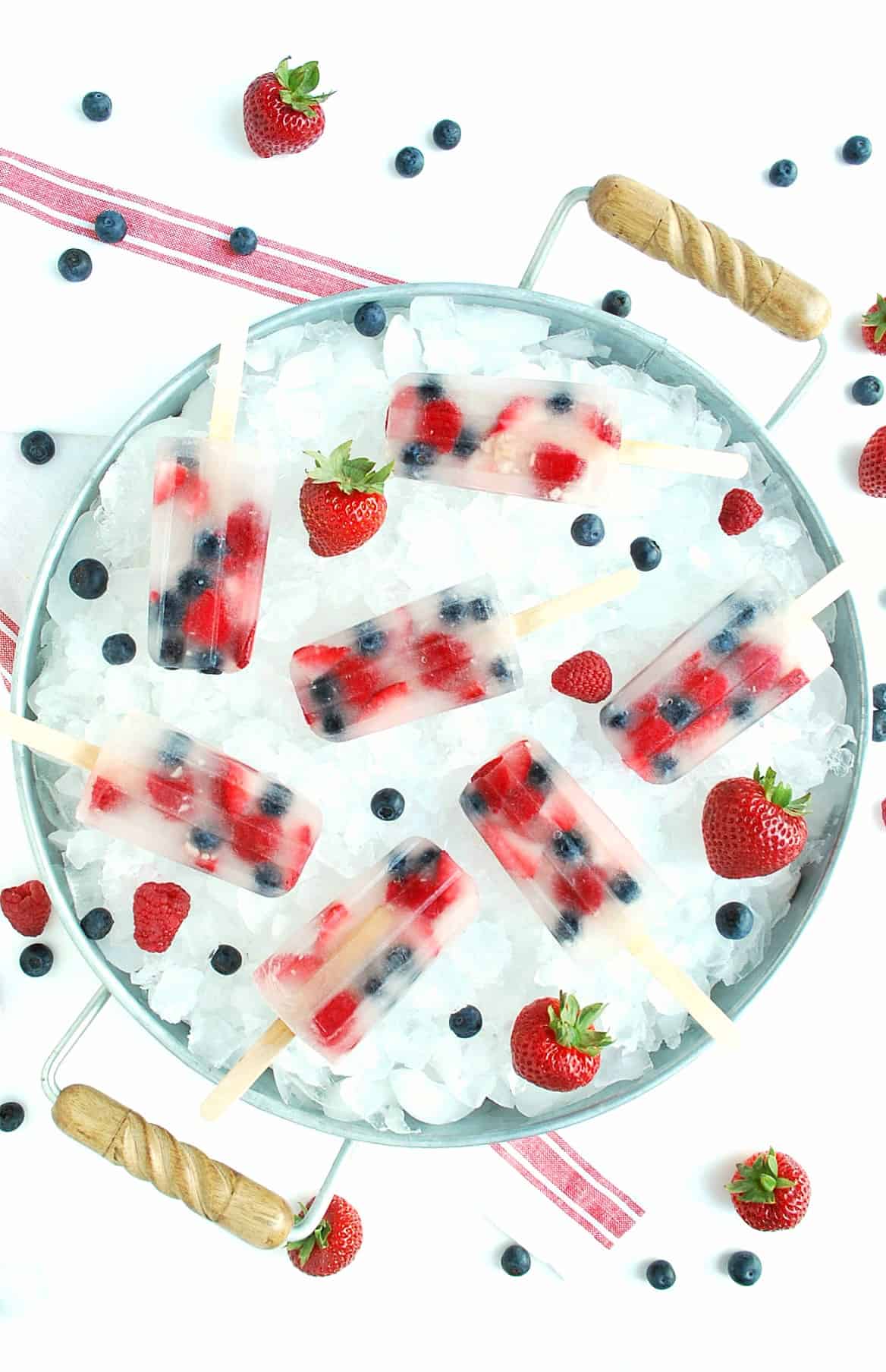 Red White and Blue coconut water pops