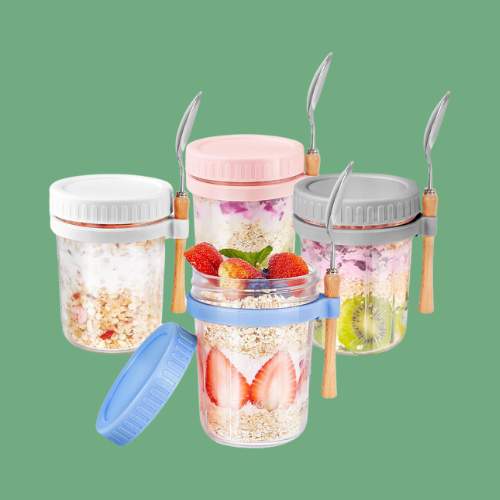 Glass Overnight Oats Containers for meal prep