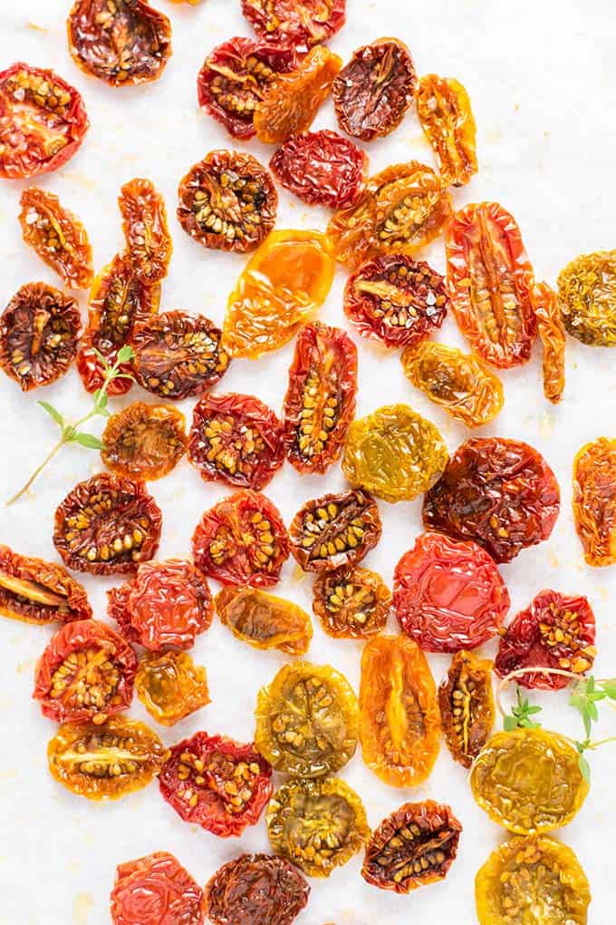 a rainbow of sun dried tomatoes