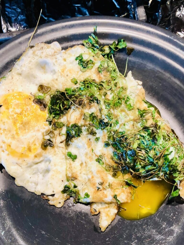 broccoli microgreens fried with egg