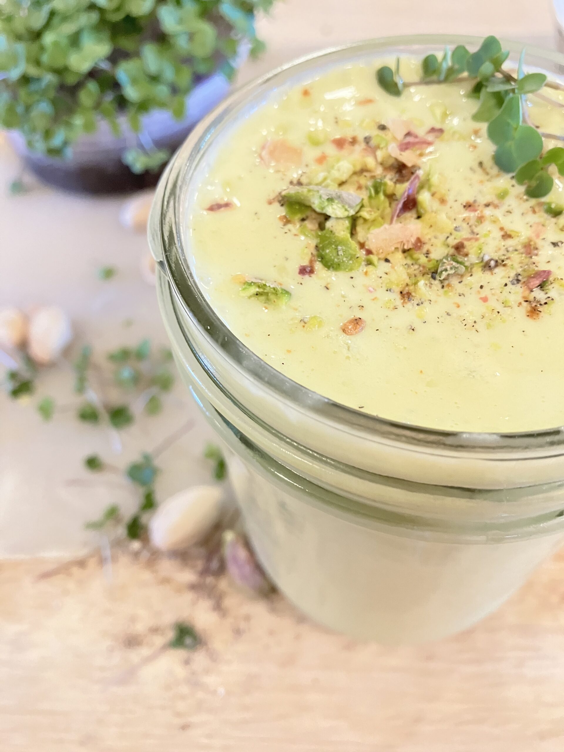 close up of mango lassi